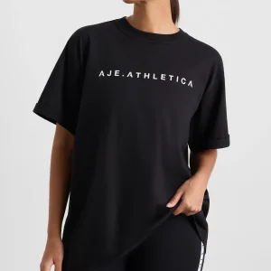 Discount Aje ATHLETICA Long Jersey Logo Tee 102 Black/White Logo