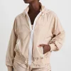 Shop Aje ATHLETICA Long Line Spray Jacket Latte Beige