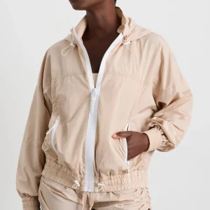 Shop Aje ATHLETICA Long Line Spray Jacket Latte Beige