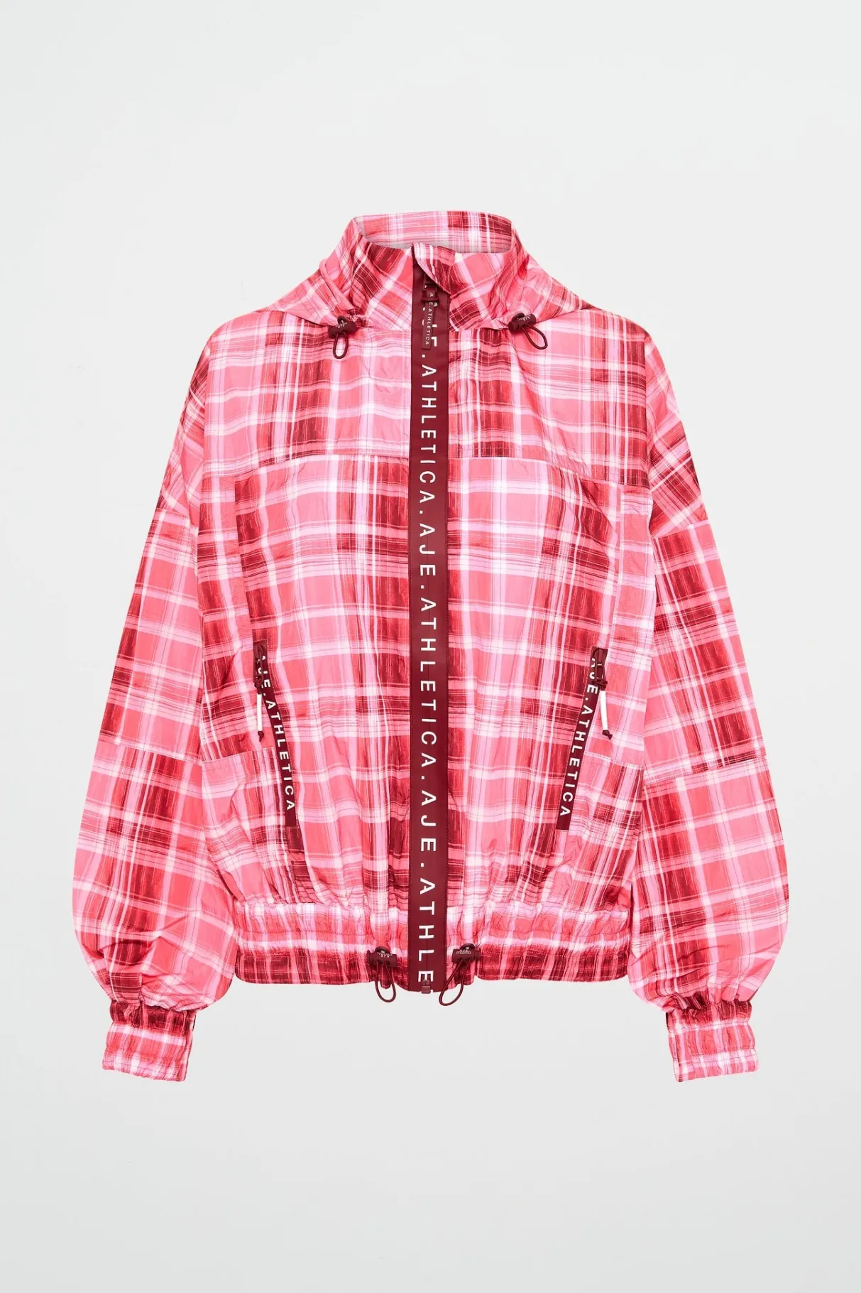 long_line_spray_jacket_1-1.webp Shop Aje ATHLETICA Long Line Spray Jacket Blurred Pink Check
