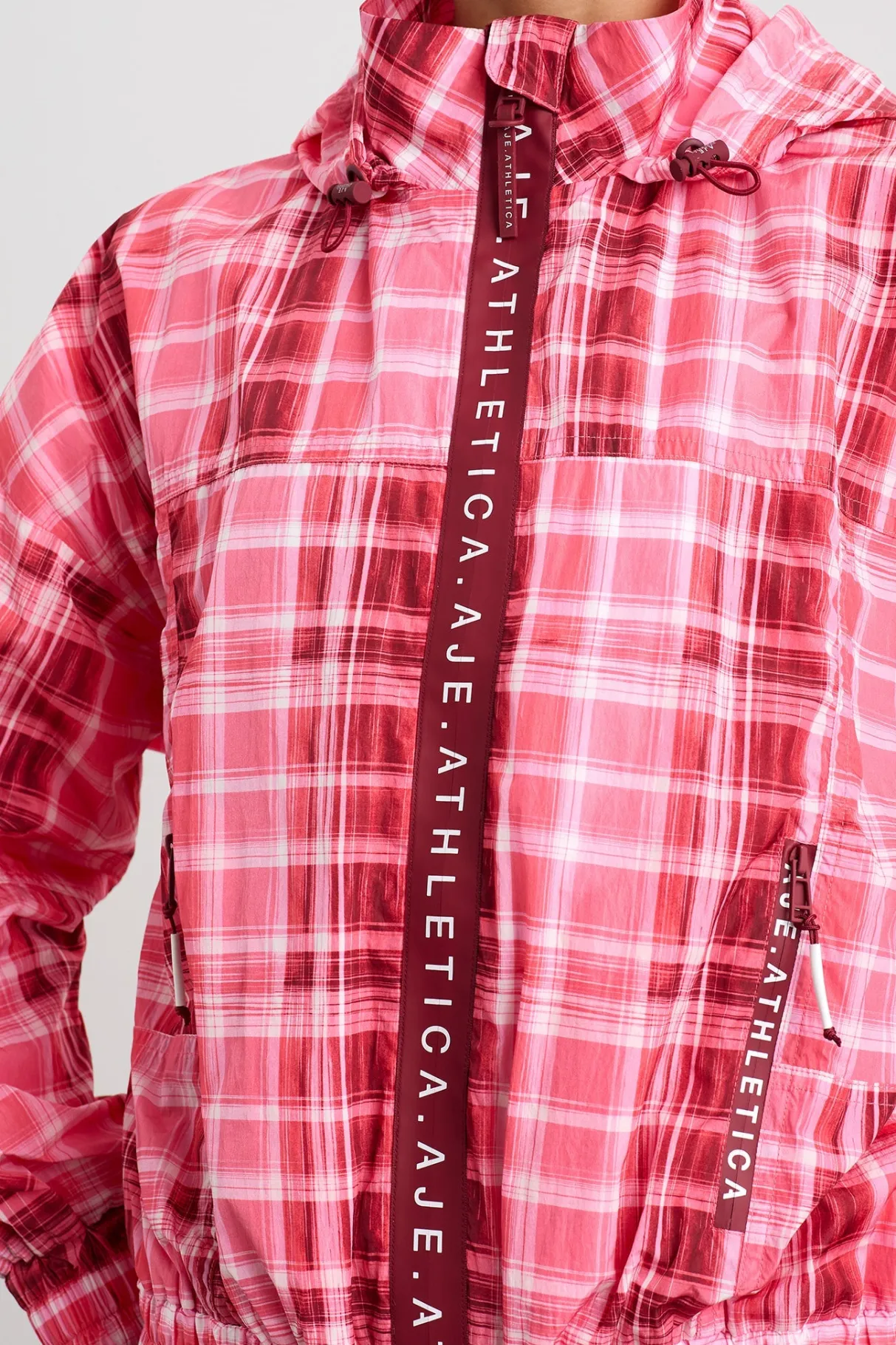 long_line_spray_jacket_3-1.webp Shop Aje ATHLETICA Long Line Spray Jacket Blurred Pink Check