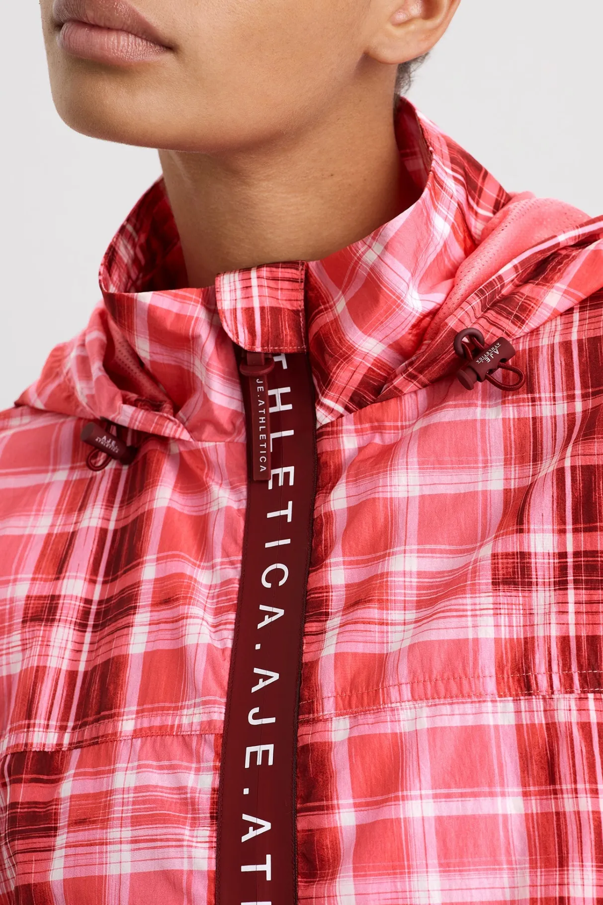 long_line_spray_jacket_8-1.webp Shop Aje ATHLETICA Long Line Spray Jacket Blurred Pink Check
