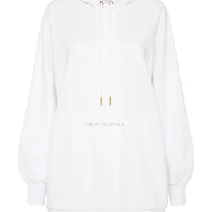 New Aje ATHLETICA Long Sleeve Hoodie Dress 804 White/Gold