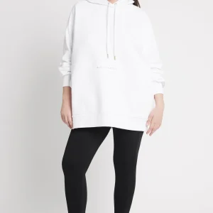 New Aje ATHLETICA Long Sleeve Hoodie Dress 804 White/Gold