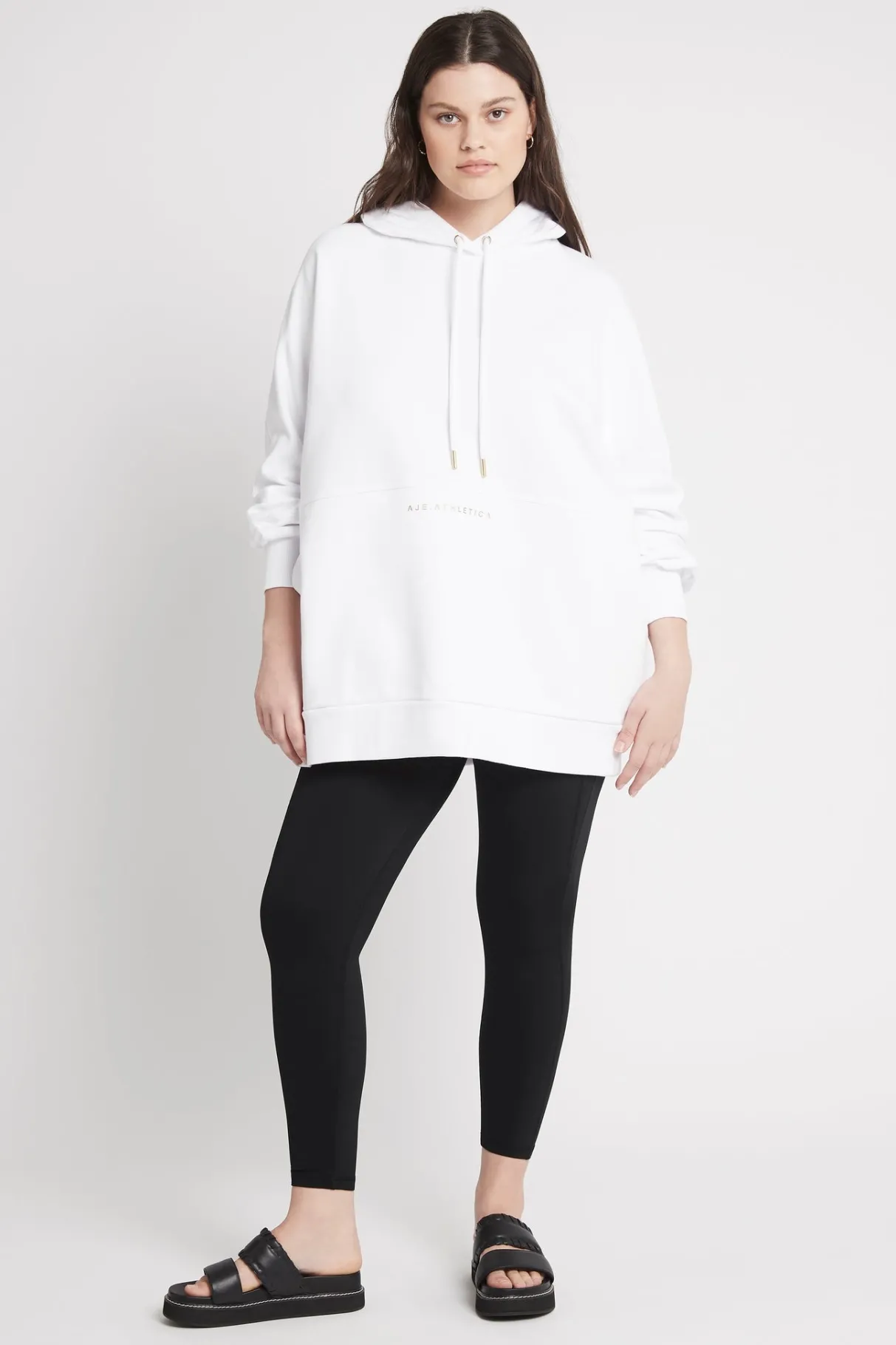long_sleeve_hoodie_dress__10.webp New Aje ATHLETICA Long Sleeve Hoodie Dress 804 White/Gold