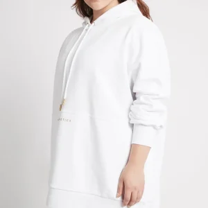 New Aje ATHLETICA Long Sleeve Hoodie Dress 804 White/Gold