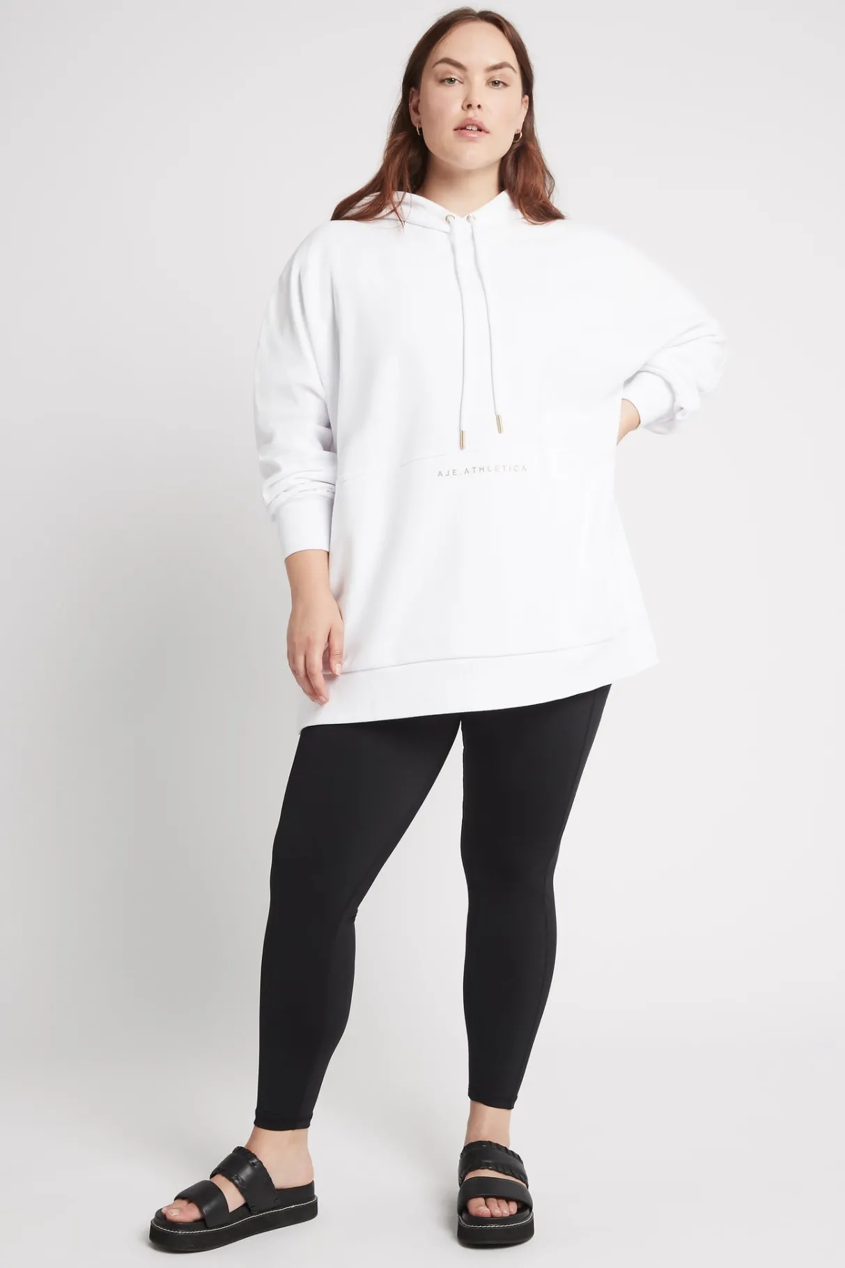 long_sleeve_hoodie_dress__15.webp New Aje ATHLETICA Long Sleeve Hoodie Dress 804 White/Gold