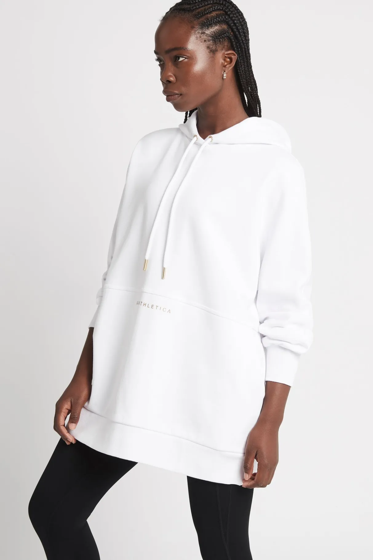 long_sleeve_hoodie_dress__2.webp New Aje ATHLETICA Long Sleeve Hoodie Dress 804 White/Gold