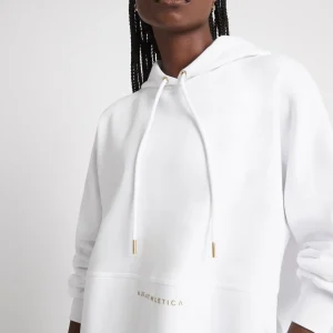 New Aje ATHLETICA Long Sleeve Hoodie Dress 804 White/Gold