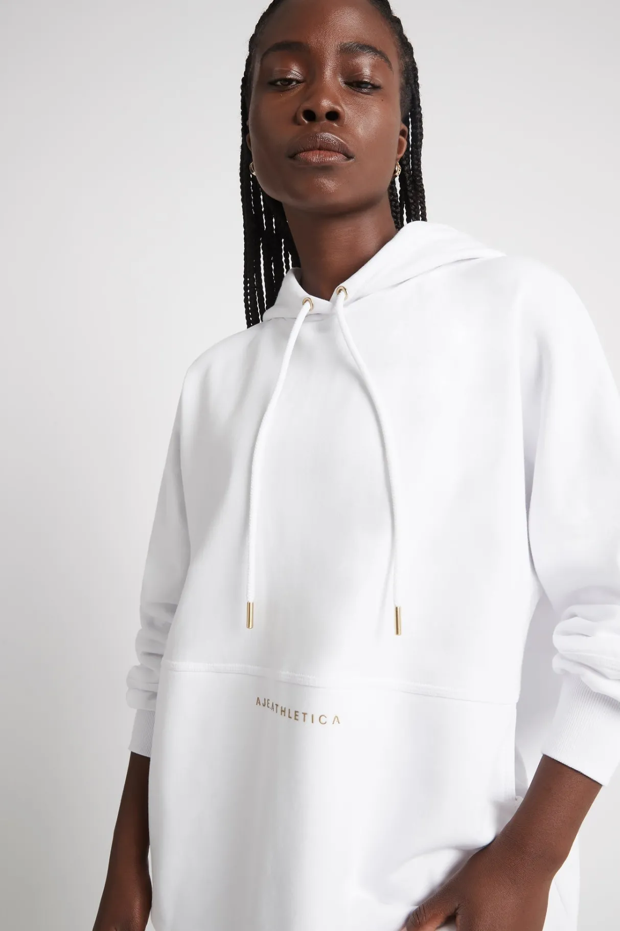 long_sleeve_hoodie_dress__3.webp New Aje ATHLETICA Long Sleeve Hoodie Dress 804 White/Gold