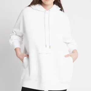 New Aje ATHLETICA Long Sleeve Hoodie Dress 804 White/Gold