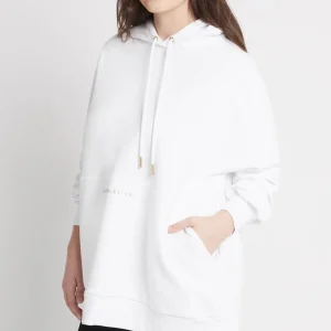 New Aje ATHLETICA Long Sleeve Hoodie Dress 804 White/Gold