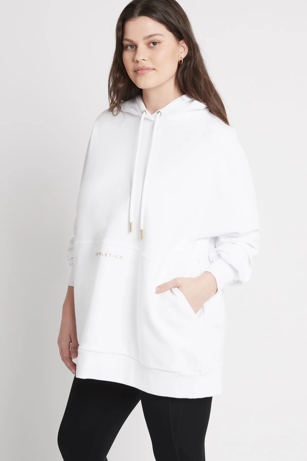 long_sleeve_hoodie_dress__7.webp New Aje ATHLETICA Long Sleeve Hoodie Dress 804 White/Gold