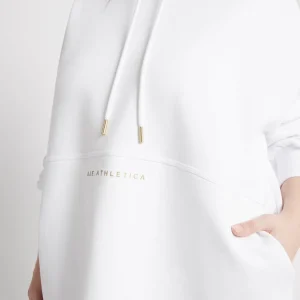 New Aje ATHLETICA Long Sleeve Hoodie Dress 804 White/Gold