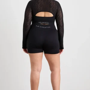New Aje ATHLETICA Long Sleeve Mesh Crop Top 356 Black