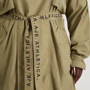 Fashion Aje ATHLETICA Longline Belted Trench 703 Soft Khaki/Black