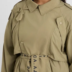 Fashion Aje ATHLETICA Longline Belted Trench 703 Soft Khaki/Black