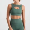 New Aje ATHLETICA Mesh Keyhole Front Bra 371 Moss Green