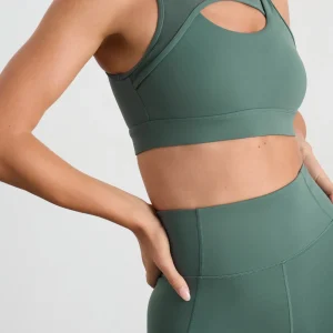 New Aje ATHLETICA Mesh Keyhole Front Bra 371 Moss Green