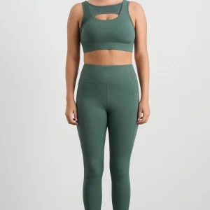 New Aje ATHLETICA Mesh Keyhole Front Bra 371 Moss Green