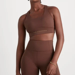 Sale Aje ATHLETICA Mesh Racer Back Sports Bra 338 Dark Chocolate