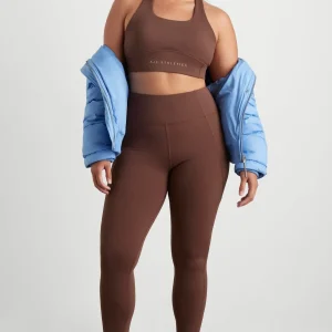 Sale Aje ATHLETICA Mesh Racer Back Sports Bra 338 Dark Chocolate