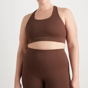 Sale Aje ATHLETICA Mesh Racer Back Sports Bra 338 Dark Chocolate