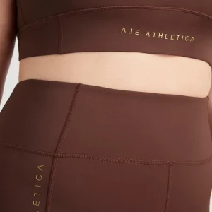 Sale Aje ATHLETICA Mesh Racer Back Sports Bra 338 Dark Chocolate