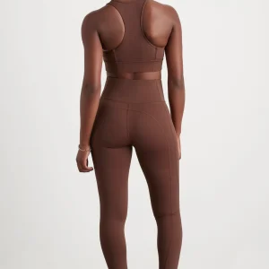 Sale Aje ATHLETICA Mesh Racer Back Sports Bra 338 Dark Chocolate