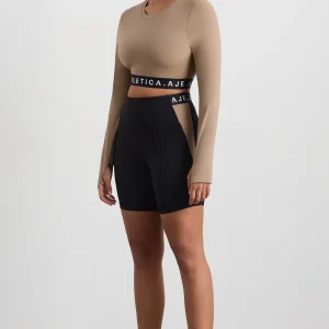Best Aje ATHLETICA Mid Length Logo Bike Short 250 Black/Dune