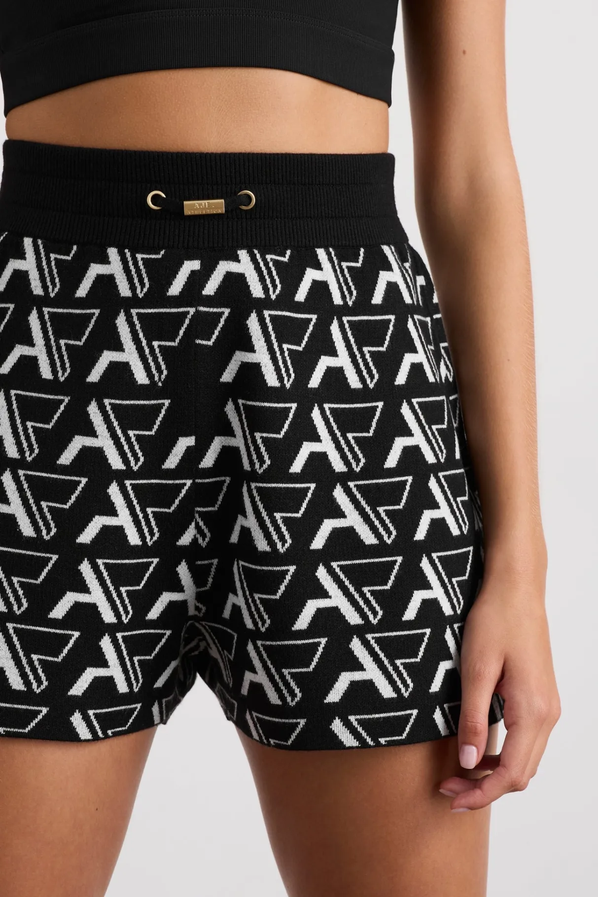 monogram_shorts__4.webp Hot Aje ATHLETICA Monogram Shorts 640 Monogram Intarsia