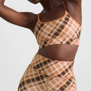 Shop Aje ATHLETICA Multi Strap Sports Bra 363 Blurred Tan Check