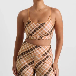 Shop Aje ATHLETICA Multi Strap Sports Bra 363 Blurred Tan Check