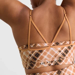 Shop Aje ATHLETICA Multi Strap Sports Bra 363 Blurred Tan Check
