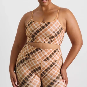 Shop Aje ATHLETICA Multi Strap Sports Bra 363 Blurred Tan Check
