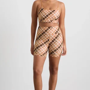 Shop Aje ATHLETICA Multi Strap Sports Bra 363 Blurred Tan Check