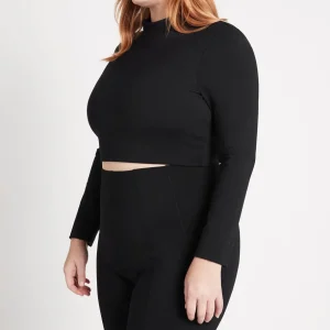 Cheap Aje ATHLETICA Open Back Long Sleeve Crop Top 315 Black
