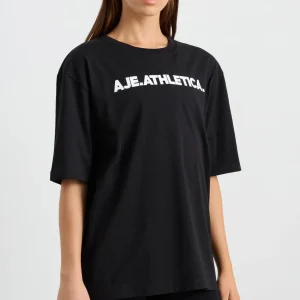 Clearance Aje ATHLETICA Oversized Bold Logo Tee 102 Black/White