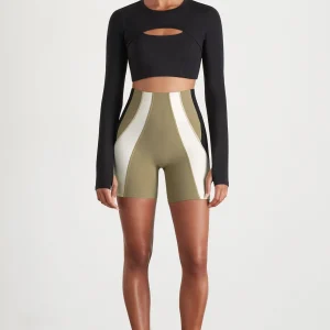 Sale Aje ATHLETICA Panelled Bike Short 615 Soft Khaki Multi