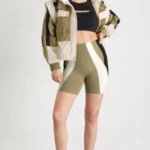 Sale Aje ATHLETICA Panelled Bike Short 615 Soft Khaki Multi