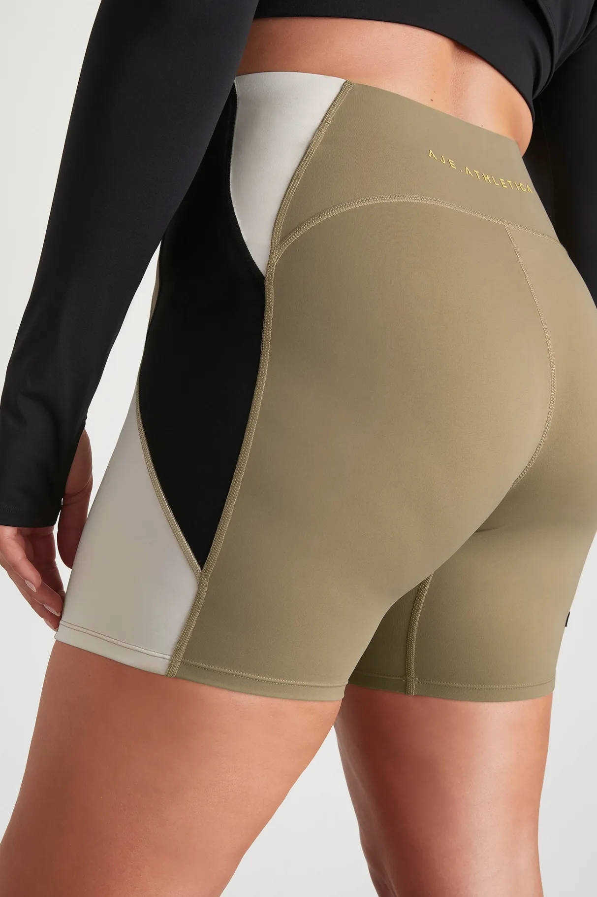 panelled_bike_short__14.webp Sale Aje ATHLETICA Panelled Bike Short 615 Soft Khaki Multi