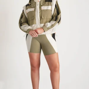 Sale Aje ATHLETICA Panelled Bike Short 615 Soft Khaki Multi
