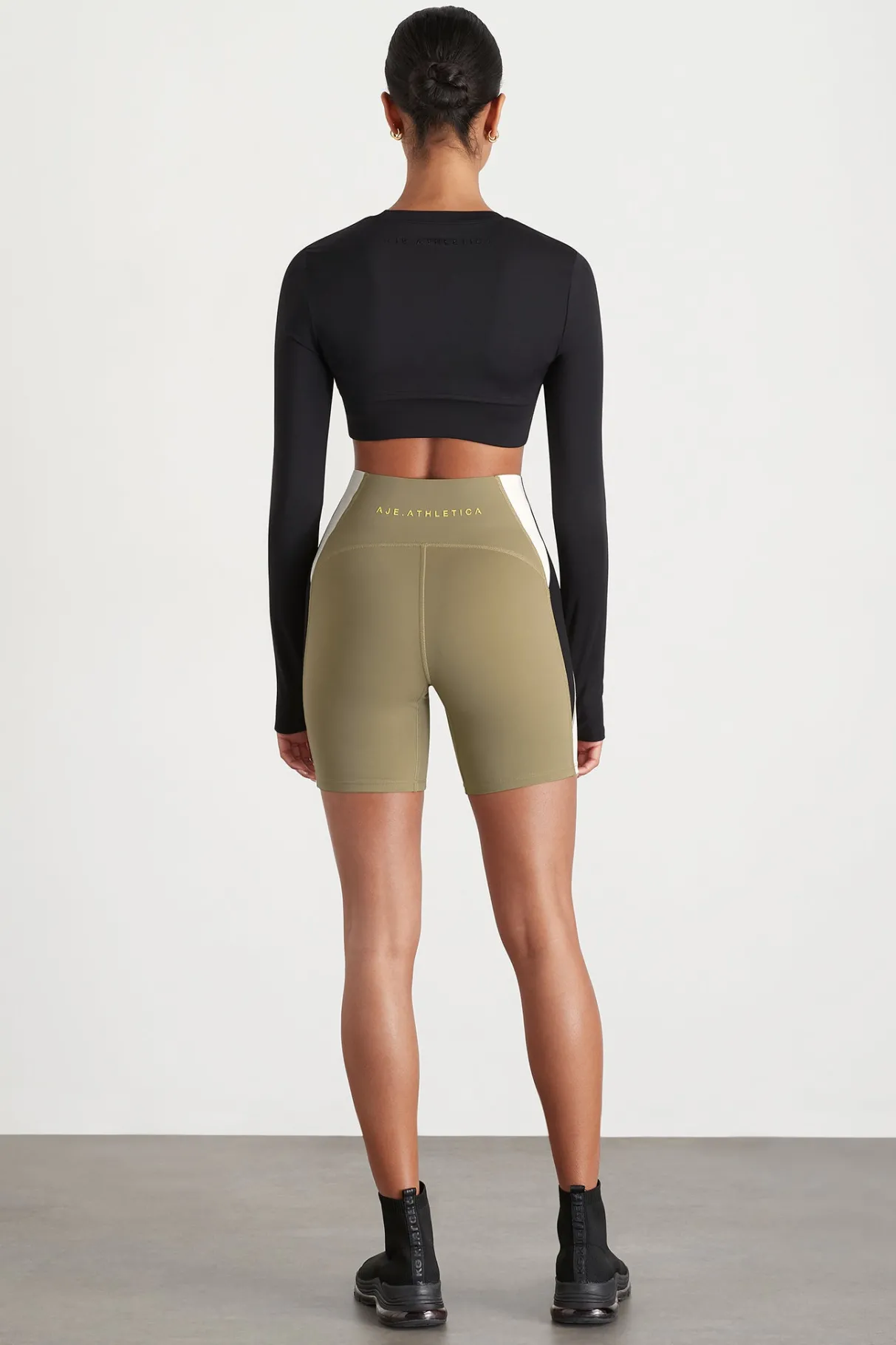 panelled_bike_short__5.webp Sale Aje ATHLETICA Panelled Bike Short 615 Soft Khaki Multi