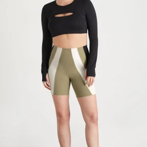 Sale Aje ATHLETICA Panelled Bike Short 615 Soft Khaki Multi