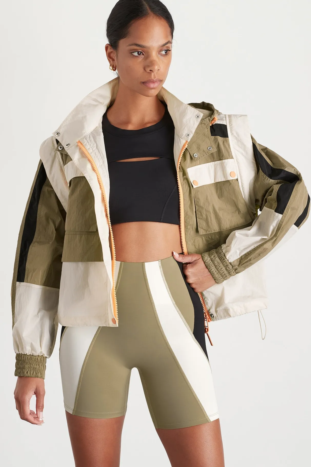 panelled_hybrid_jacket__0.webp Best Sale Aje ATHLETICA Panelled Hybrid Jacket 748 Soft Khaki-Multi