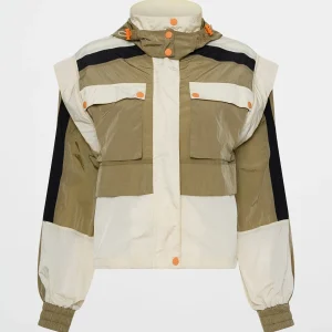 Best Sale Aje ATHLETICA Panelled Hybrid Jacket 748 Soft Khaki-Multi