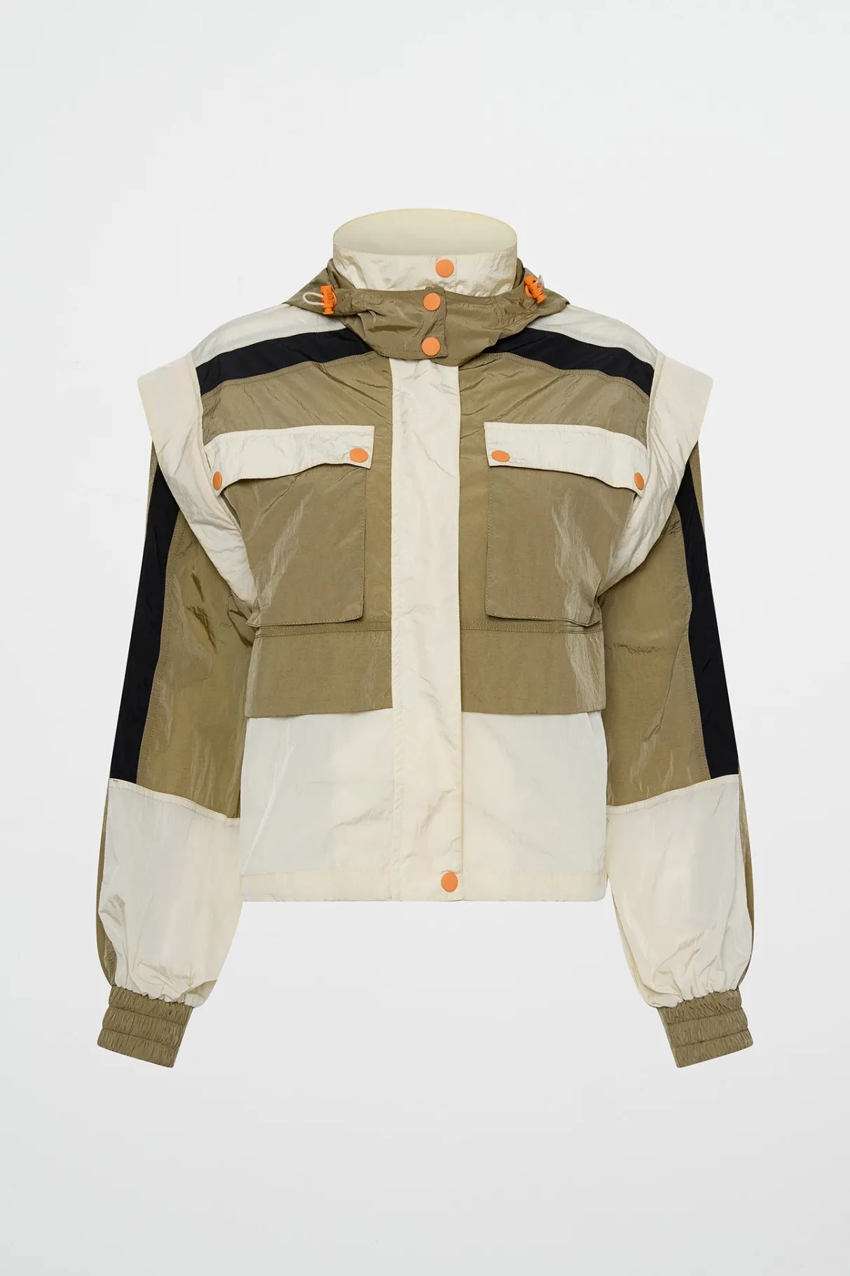 panelled_hybrid_jacket__1.webp Best Sale Aje ATHLETICA Panelled Hybrid Jacket 748 Soft Khaki-Multi