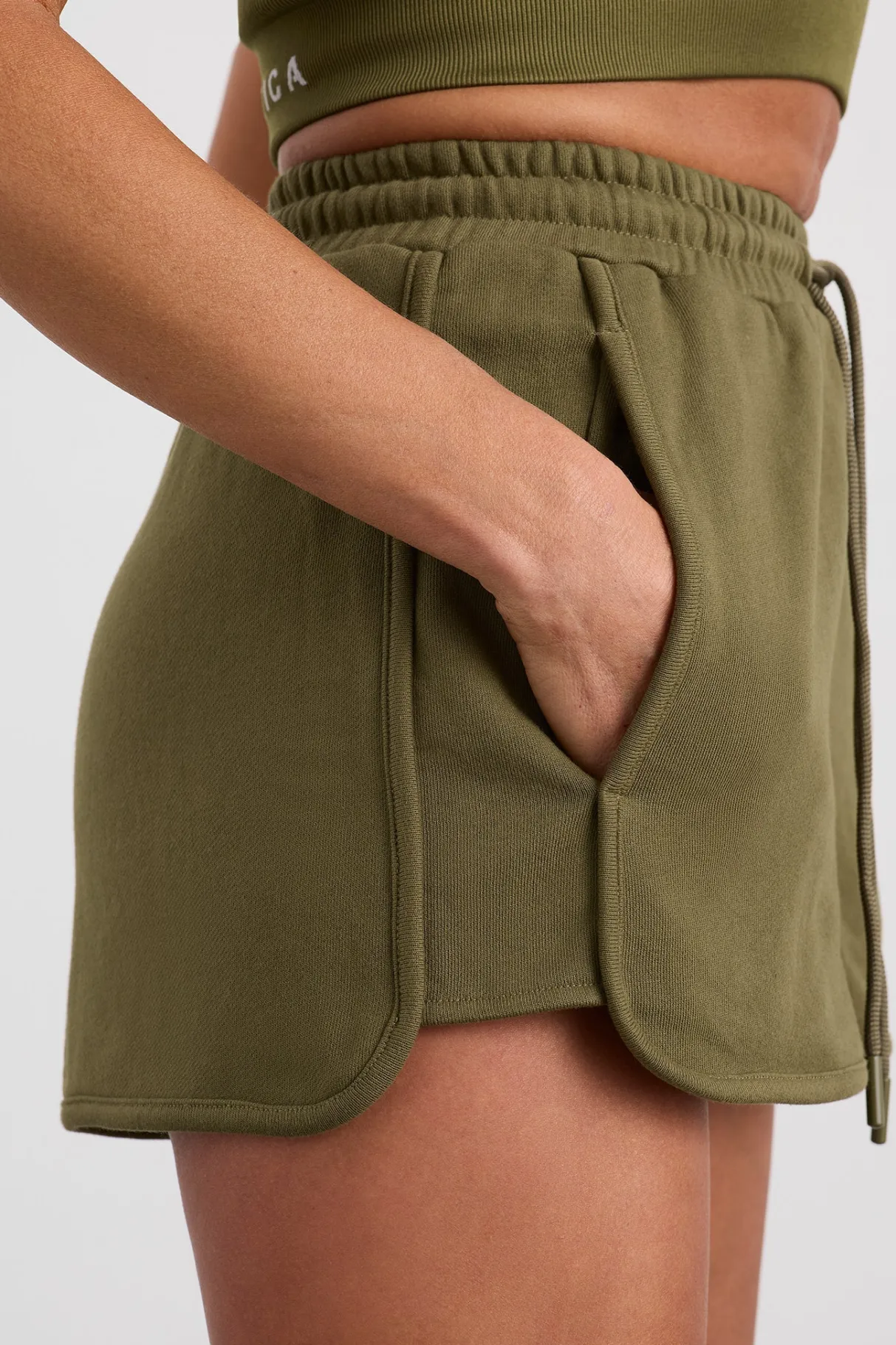 panelled_terry_short__3.webp Cheap Aje ATHLETICA Panelled Terry Short 616 Deep Khaki