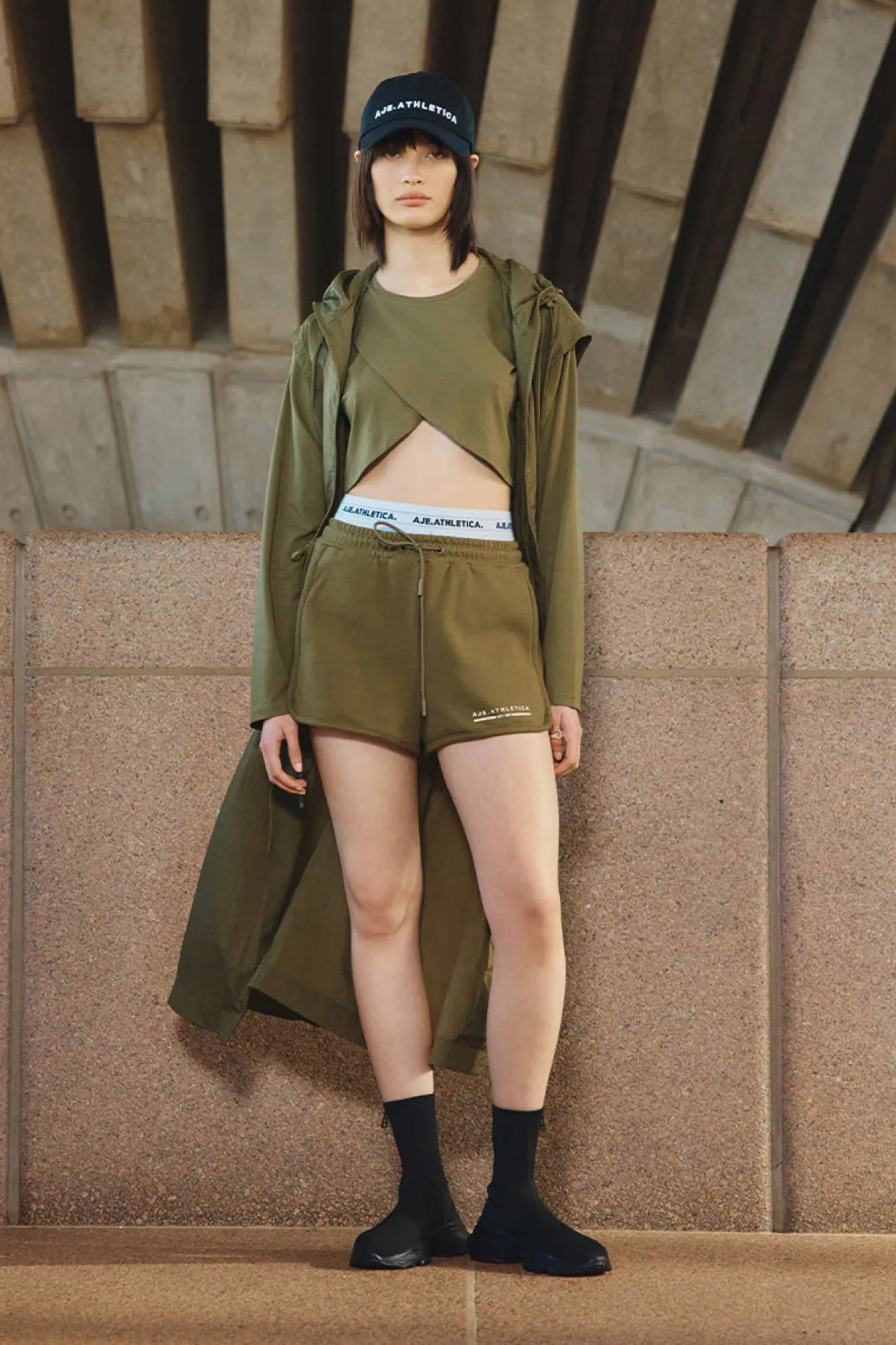 panelled_terry_short__5.webp Cheap Aje ATHLETICA Panelled Terry Short 616 Deep Khaki