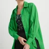 Sale Aje ATHLETICA Perforated Long Shirt 406 Vivid Green/Gold